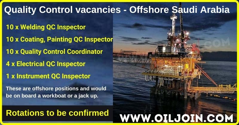 Offshore Saudi Arabia Electrical Instrument Welding Coating, Painting QC Inspector Jobs