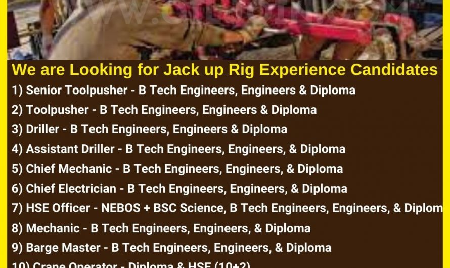 Jack up Rig Experience Offshore Jobs